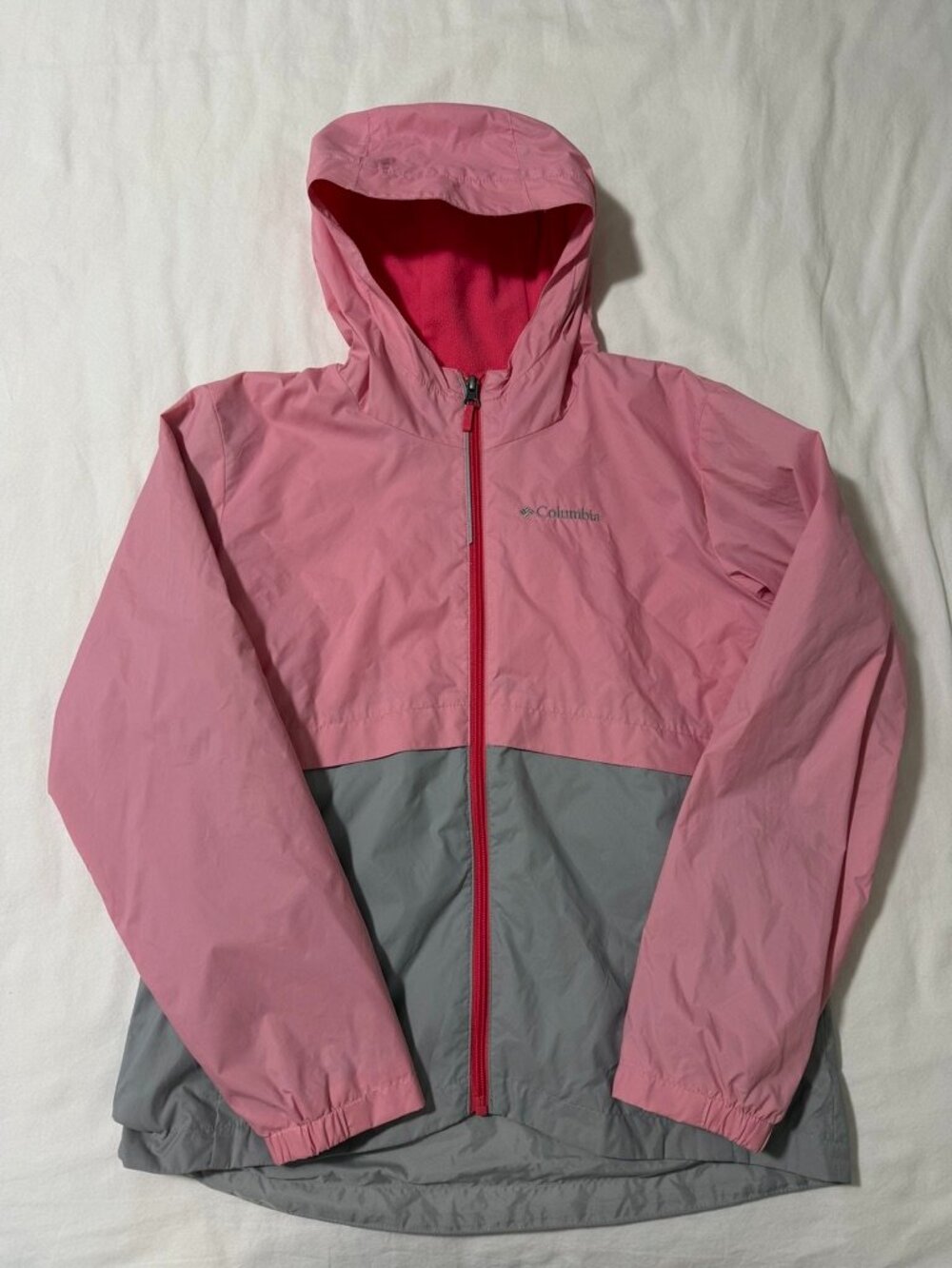 Columbia Girls Rain-Zilla II Jacket Pink and Gray L 14/16